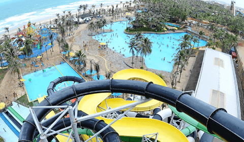 Vista aérea das piscinas no Beach Park